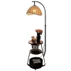 The wooden style living room sofa corner floor lamp, charging, storage and storage integrated coffee table lamp, cream style bedroom ambient light Item Picture